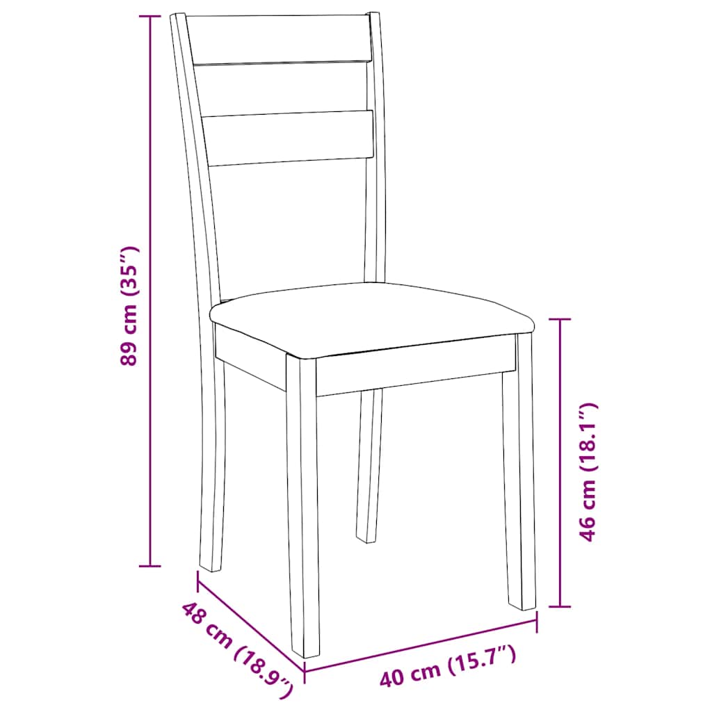 vidaXL Eetkamerstoelen met kussens 2 st massief hout rubber wit - Aashly