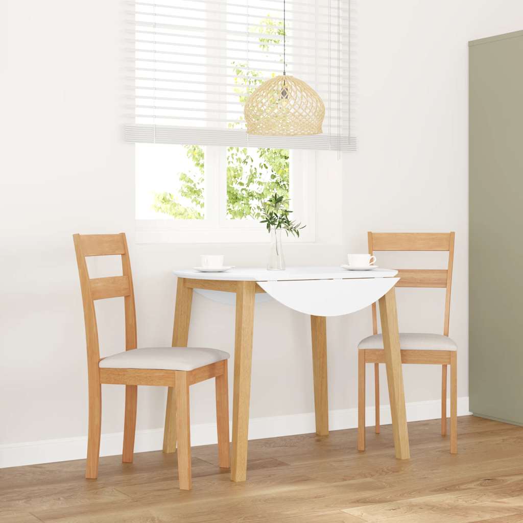 vidaXL Eetkamerstoelen met kussens 2 st massief hout rubber wit - Aashly