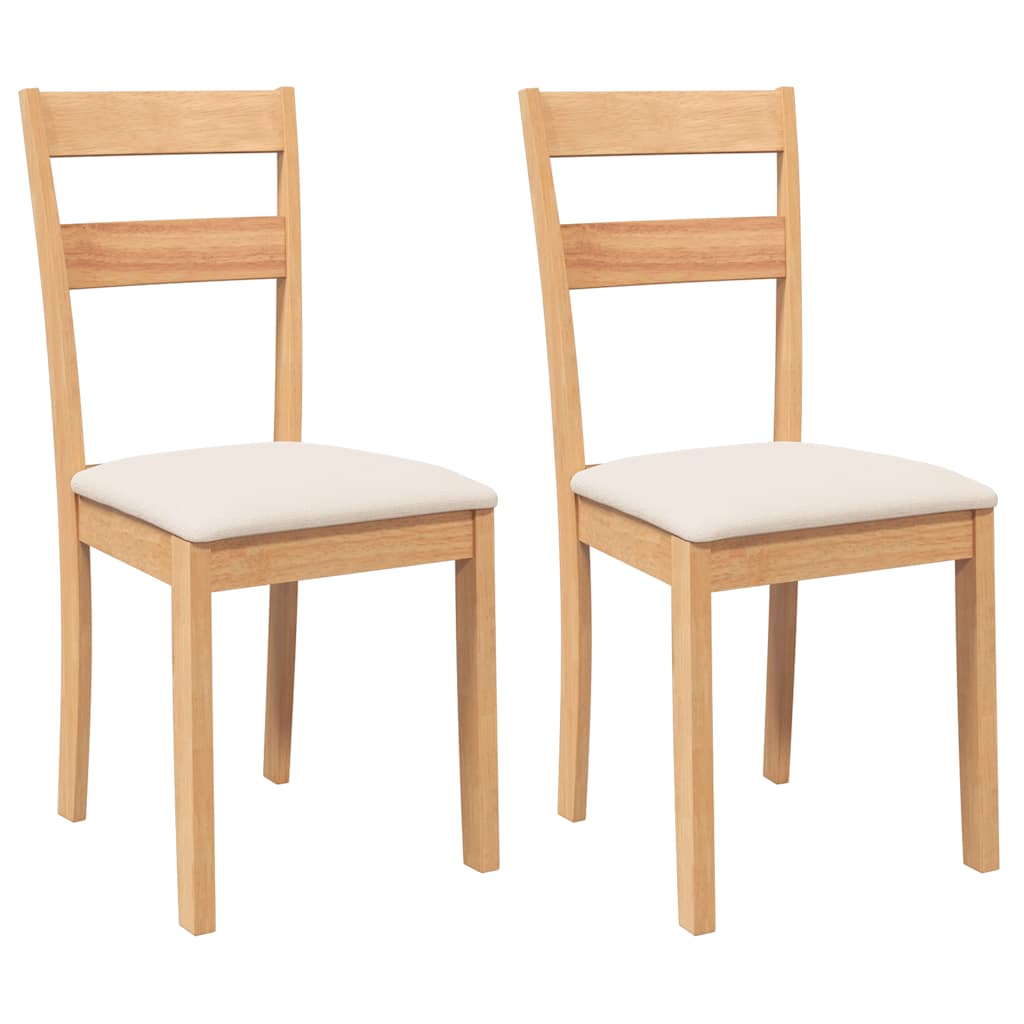 vidaXL Eetkamerstoelen met kussens 2 st massief hout rubber wit - Aashly