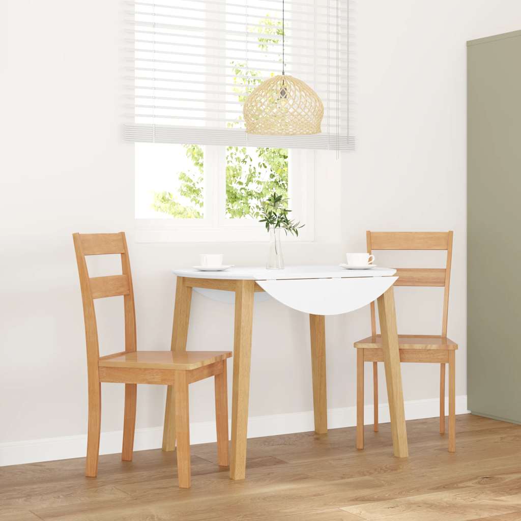 vidaXL Eetkamerstoelen met kussens 2 st massief hout rubber wit - Aashly