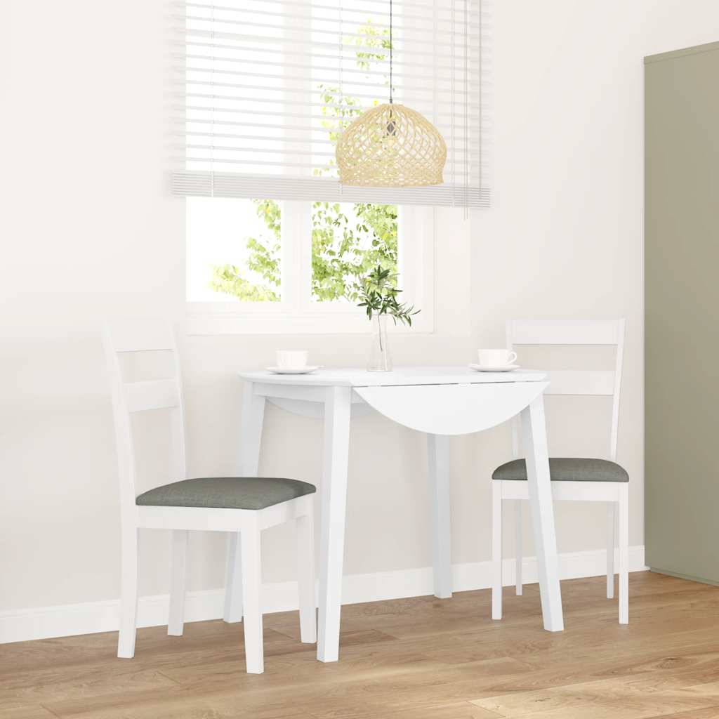 vidaXL Eetkamerstoelen met kussens 2 st massief hout rubber wit - Aashly