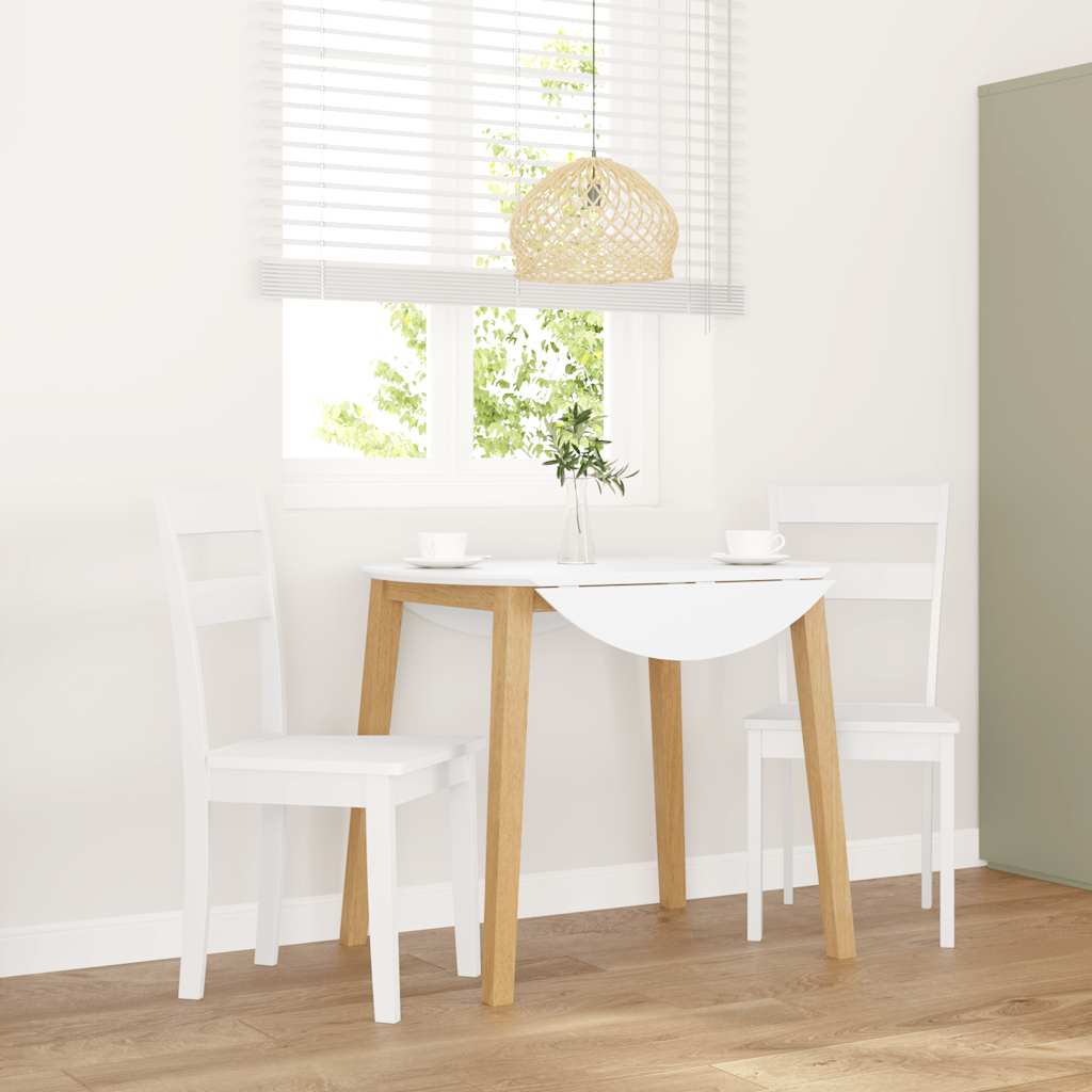 vidaXL Eetkamerstoelen met kussens 2 st massief hout rubber wit - Aashly