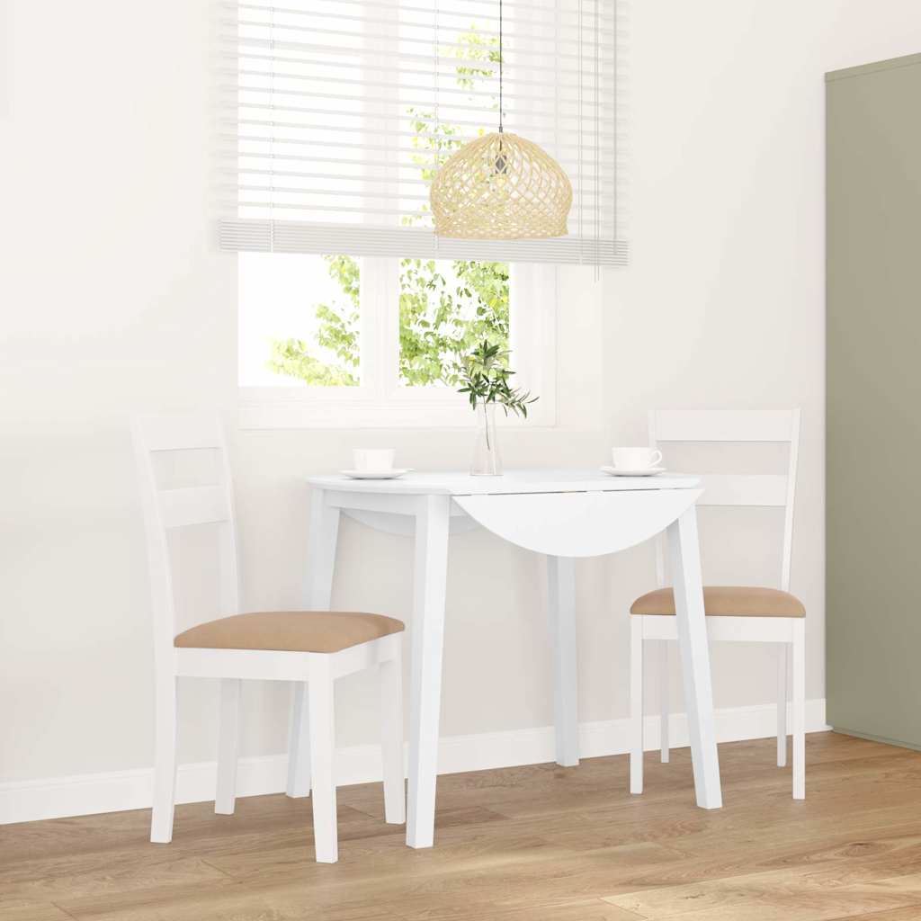 vidaXL Eetkamerstoelen met kussens 2 st massief hout rubber wit - Aashly