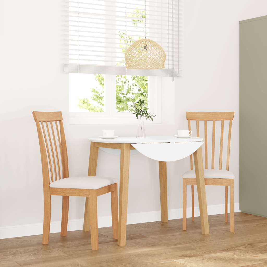 vidaXL Eetkamerstoelen 2 st massief hout rubber wit - Aashly