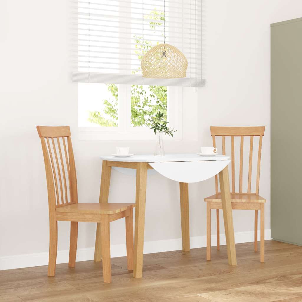 vidaXL Eetkamerstoelen 2 st massief hout rubber wit - Aashly