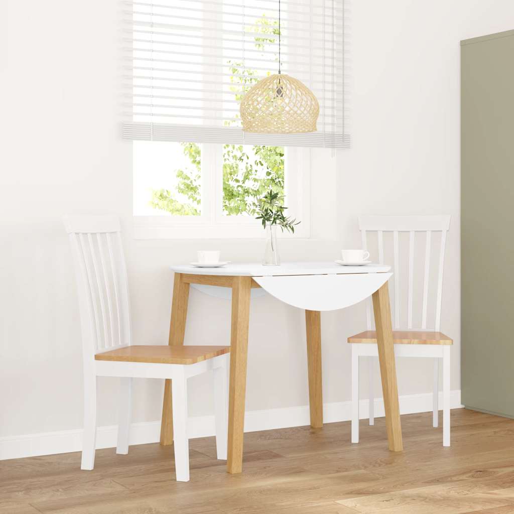 vidaXL Eetkamerstoelen 2 st massief hout rubber wit - Aashly
