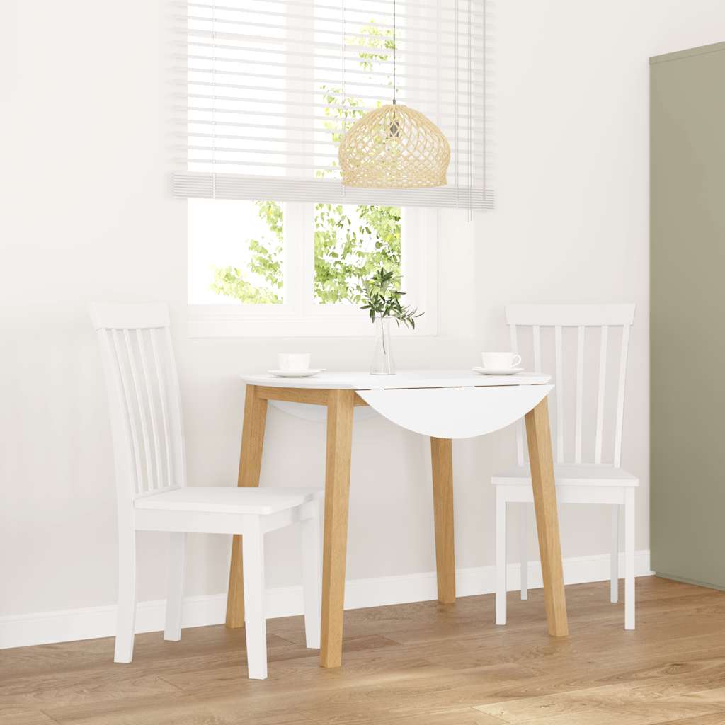 vidaXL Eetkamerstoelen 2 st massief hout rubber wit - Aashly