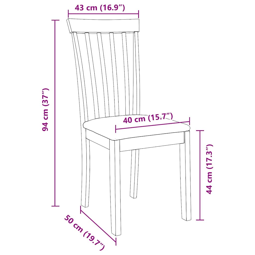 vidaXL Eetkamerstoelen 2 st massief hout rubber wit - Aashly