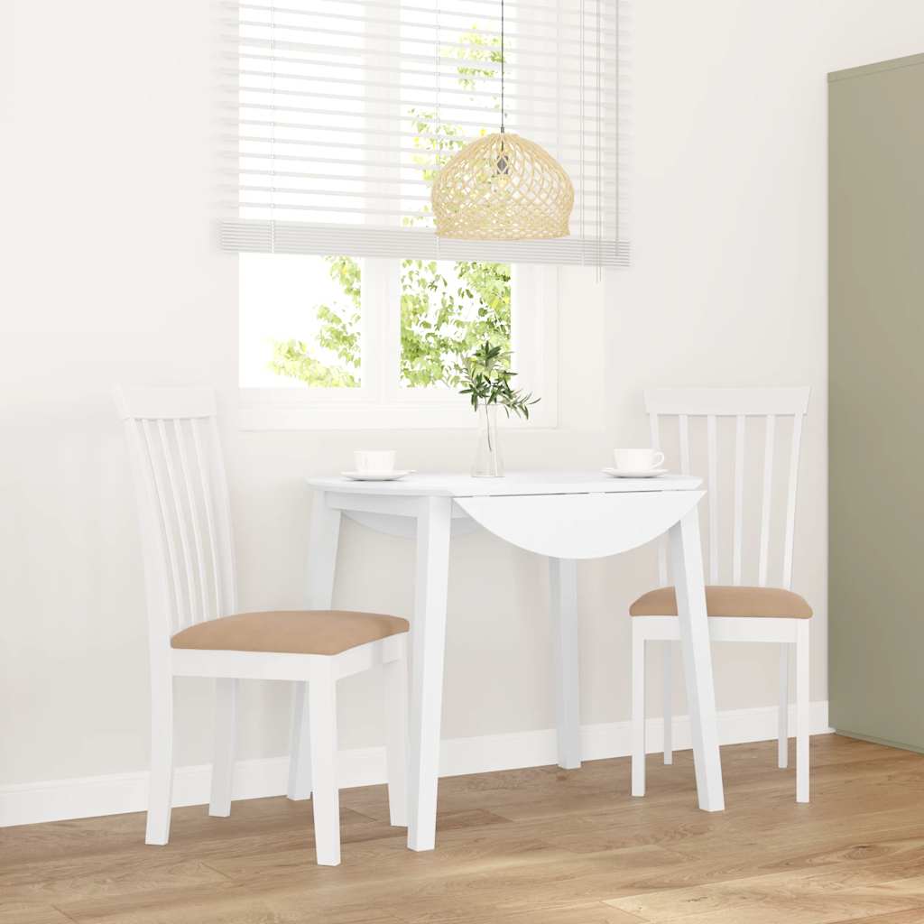 vidaXL Eetkamerstoelen 2 st massief hout rubber wit - Aashly