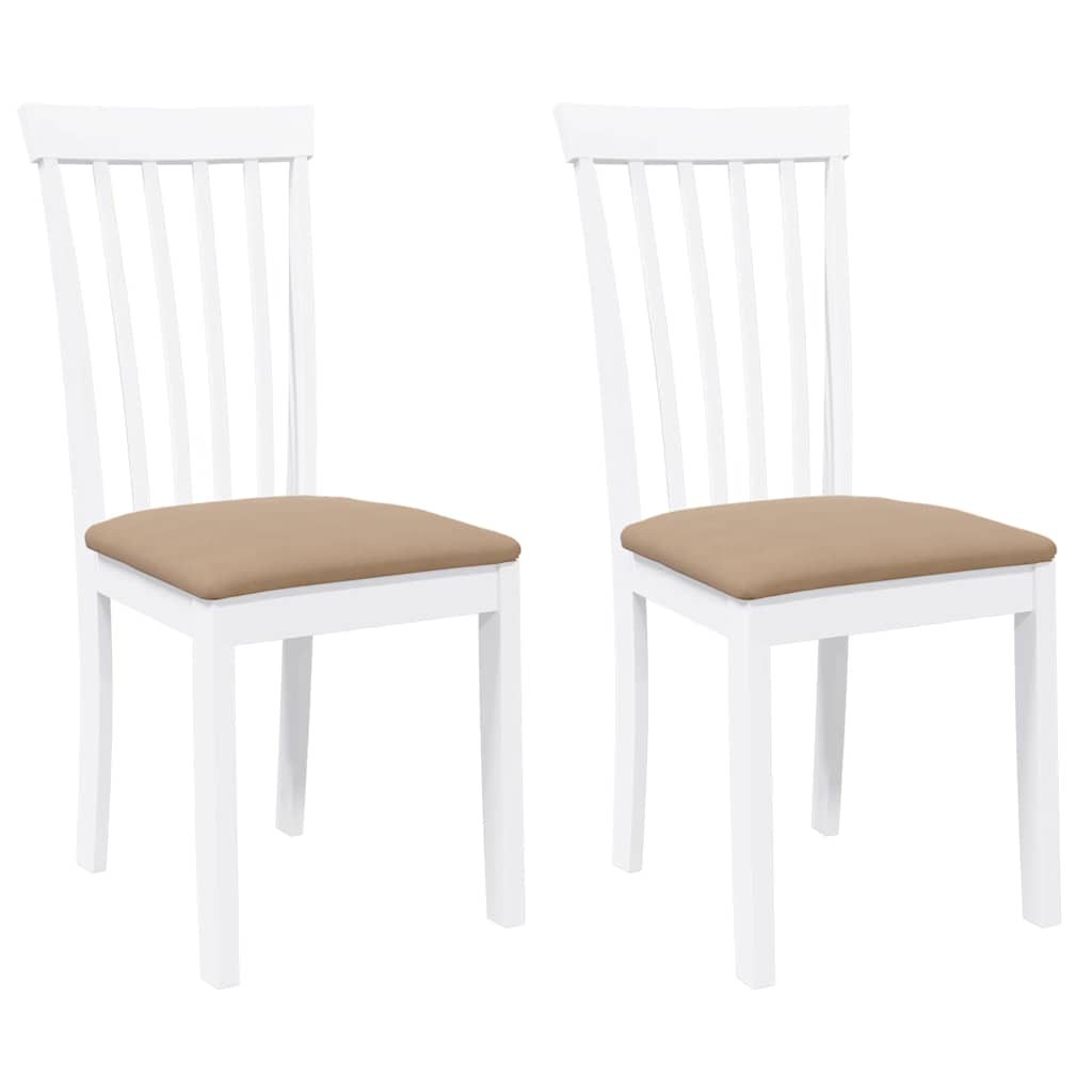 vidaXL Eetkamerstoelen 2 st massief hout rubber wit - Aashly