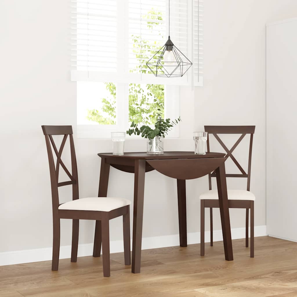 vidaXL Eetkamerstoelen met kussens 2 st massief hout rubber bruin - Aashly