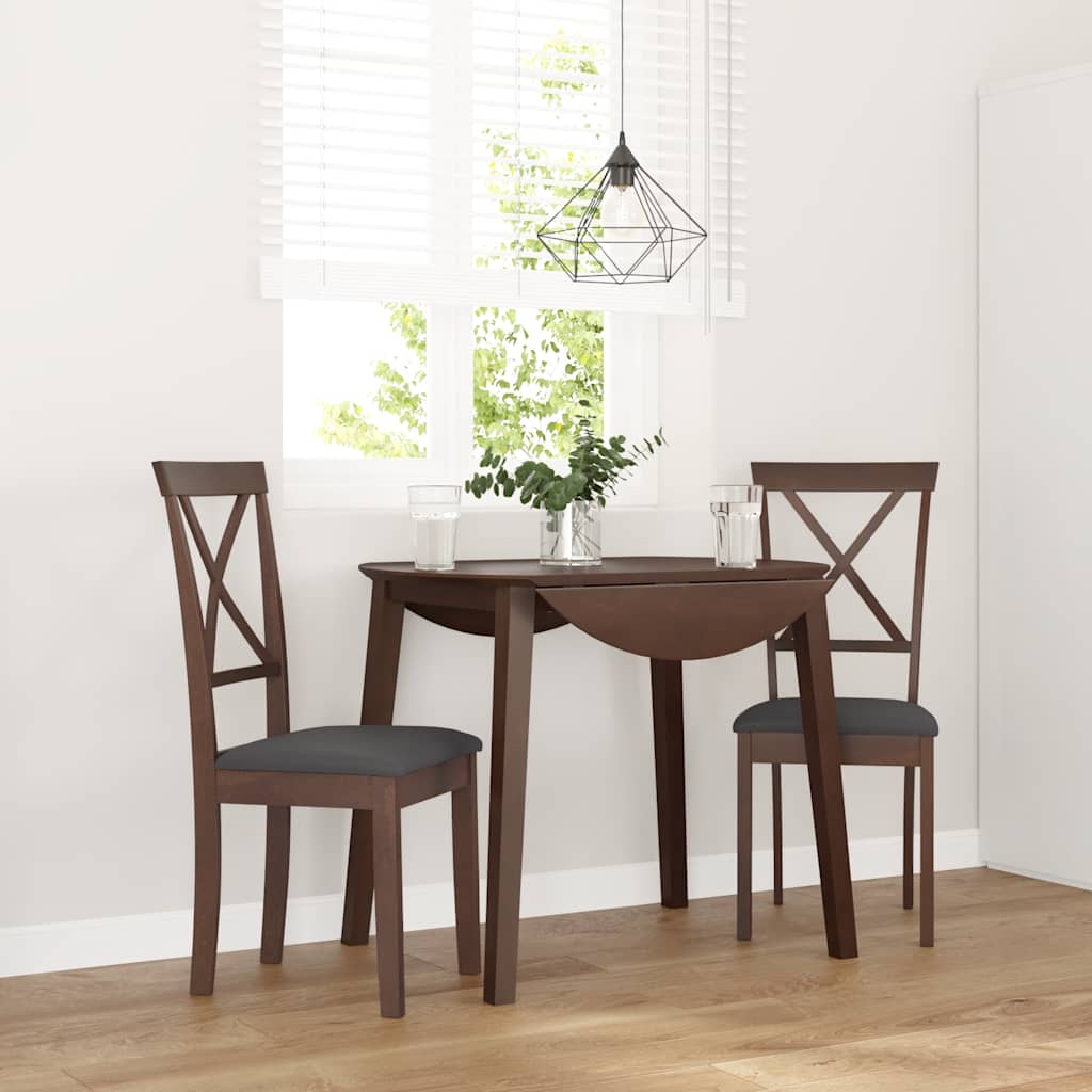 vidaXL Eetkamerstoelen met kussens 2 st massief hout rubber bruin - Aashly
