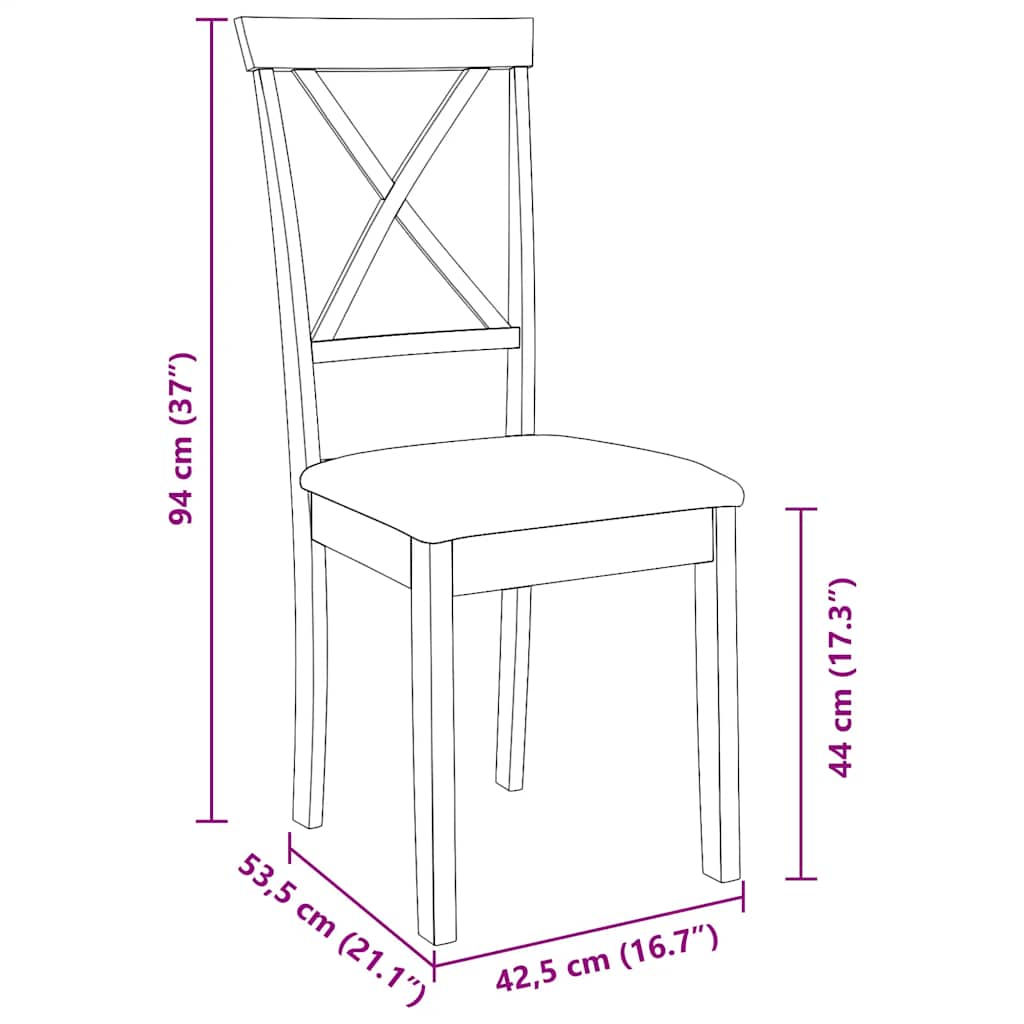 vidaXL Eetkamerstoelen met kussens 2 st massief hout rubber bruin - Aashly