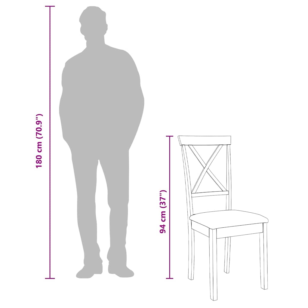 vidaXL Eetkamerstoelen met kussens 2 st massief hout rubber bruin - Aashly