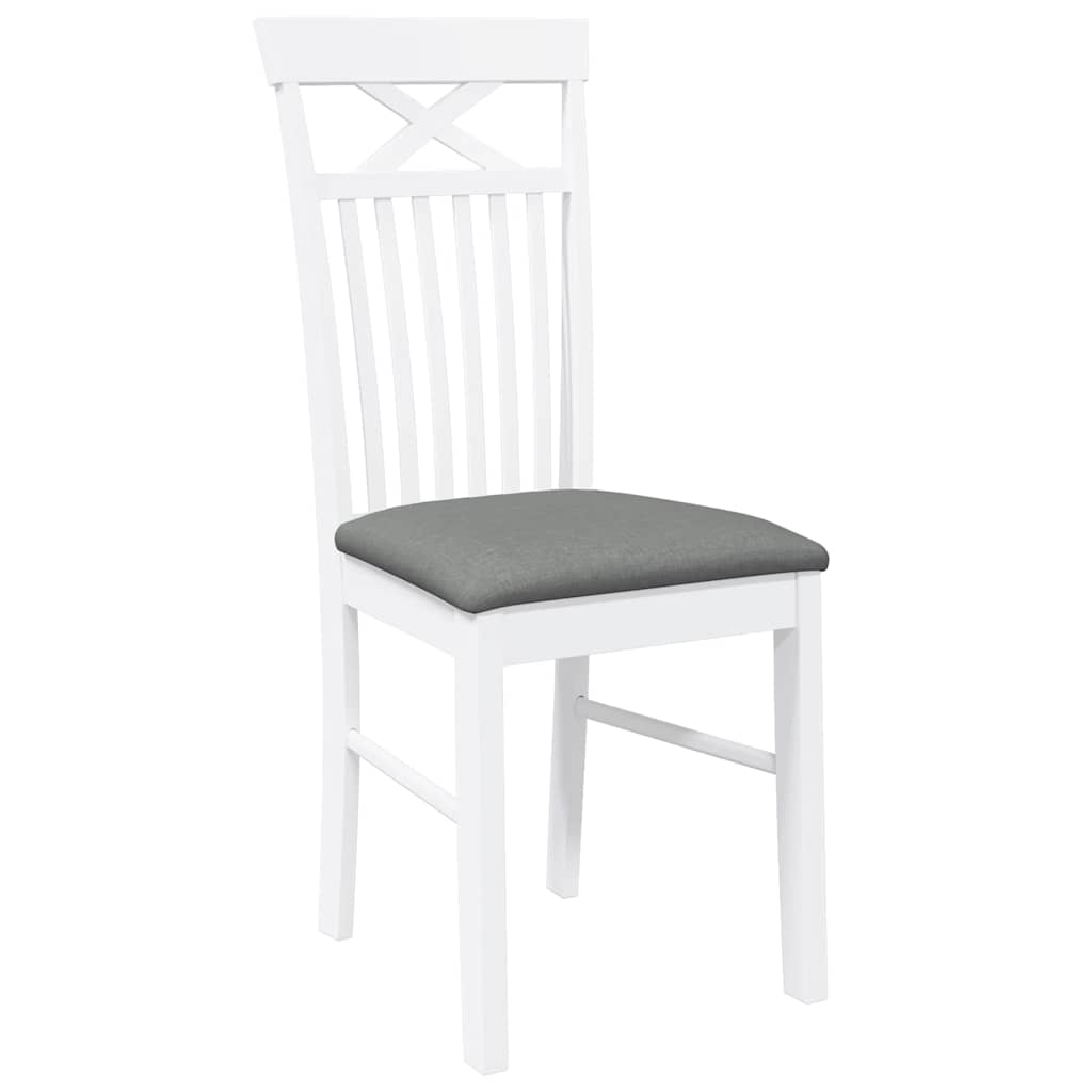 vidaXL Eetkamerstoelen met kussens 2 st massief hout rubber wit - Aashly