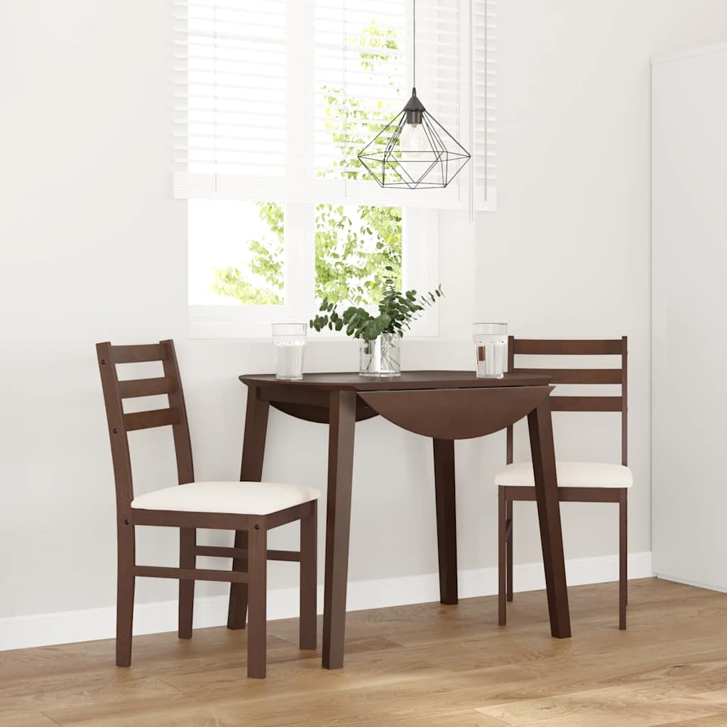 vidaXL Eetkamerstoelen met kussens 2 st massief hout rubber wit - Aashly