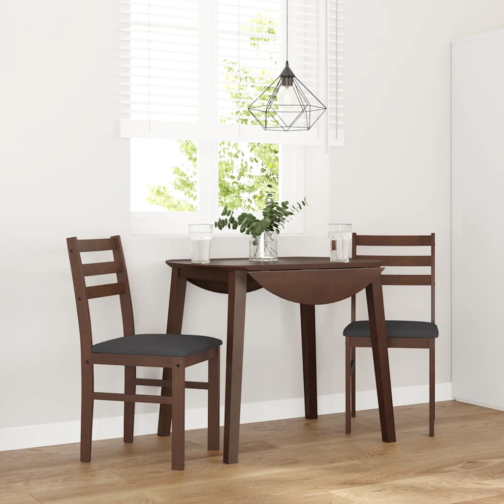 vidaXL Eetkamerstoelen met kussens 2 st massief hout rubber wit - Aashly