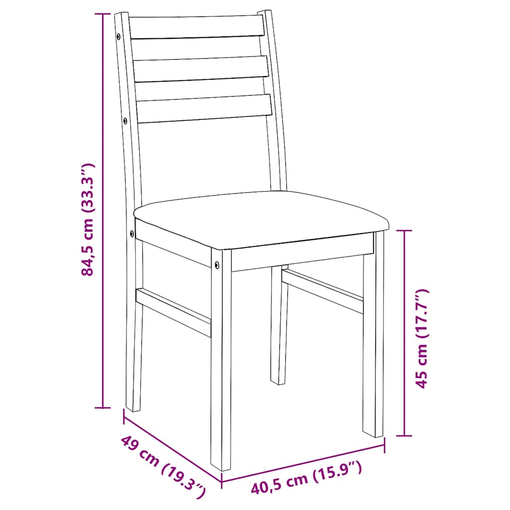 vidaXL Eetkamerstoelen met kussens 2 st massief hout rubber wit - Aashly