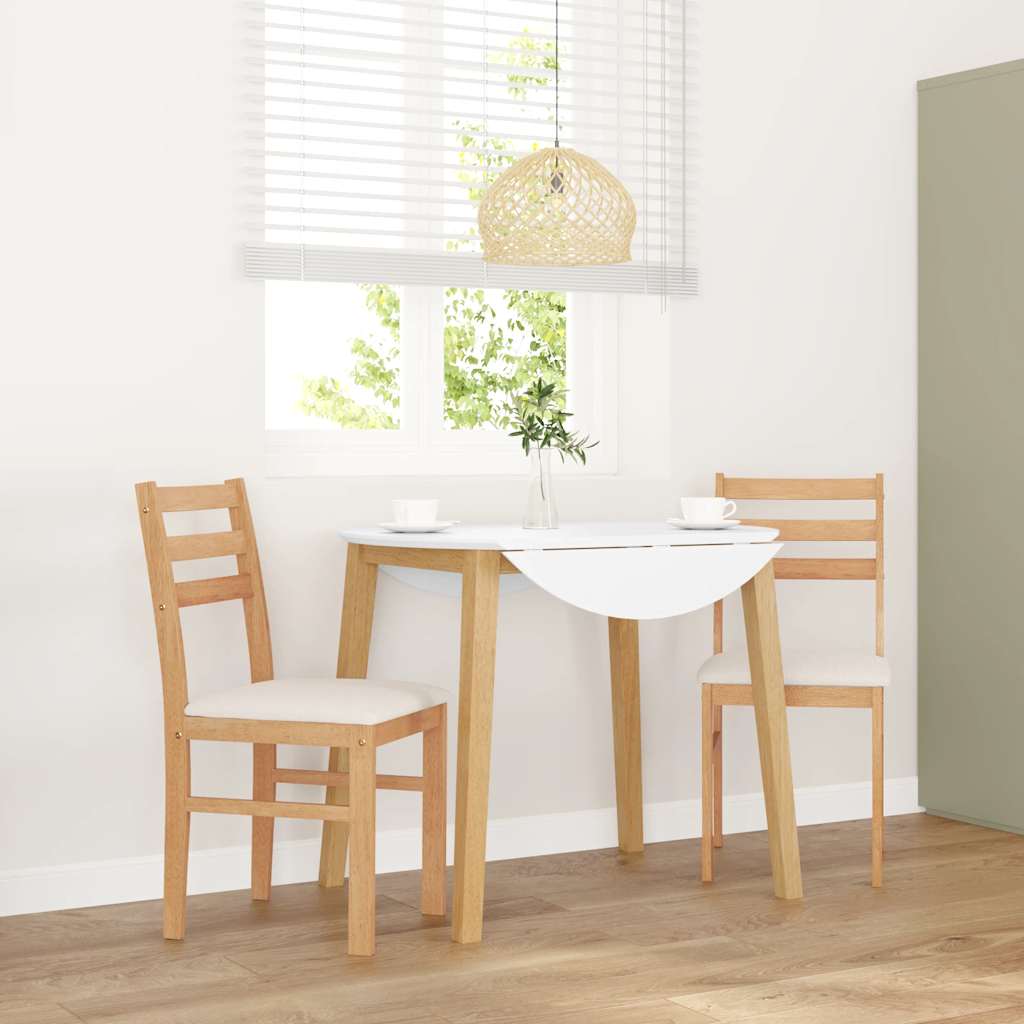 vidaXL Eetkamerstoelen met kussens 2 st massief hout rubber wit - Aashly