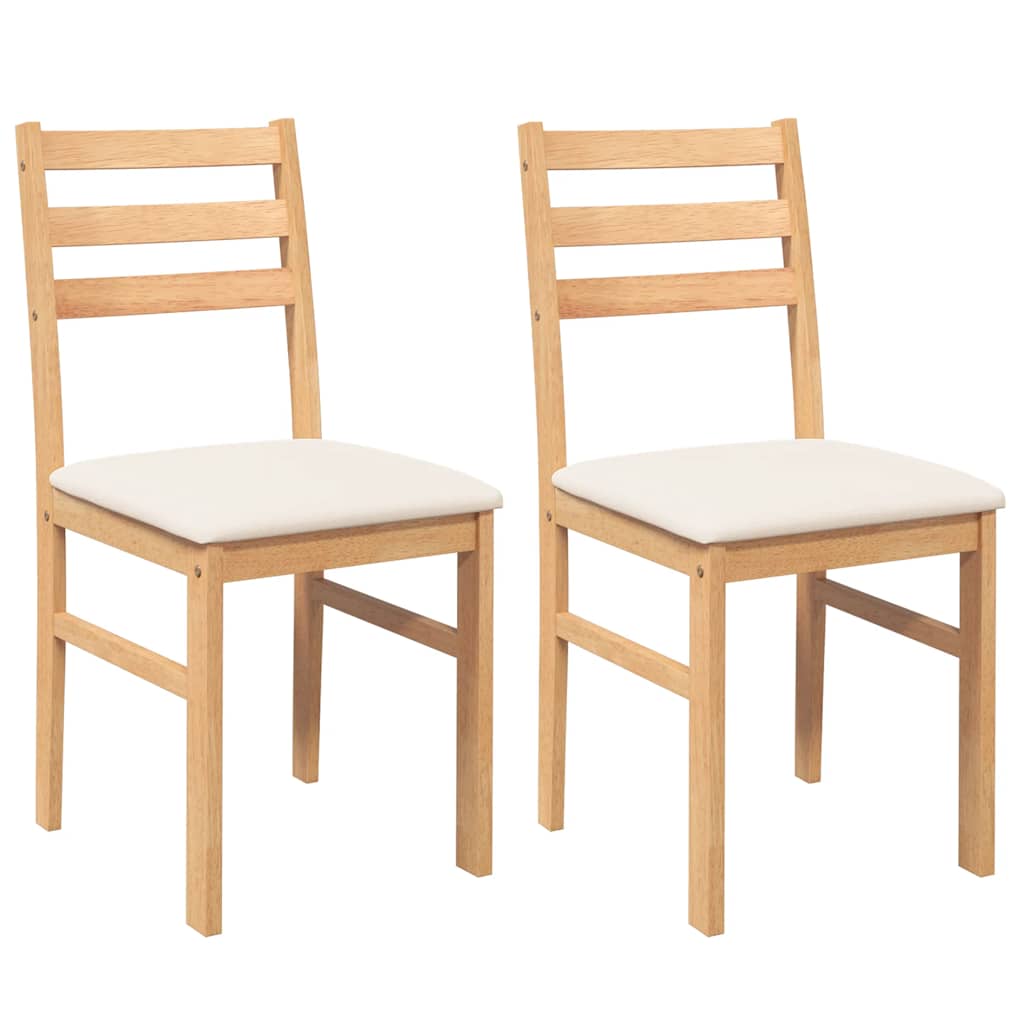 vidaXL Eetkamerstoelen met kussens 2 st massief hout rubber wit - Aashly