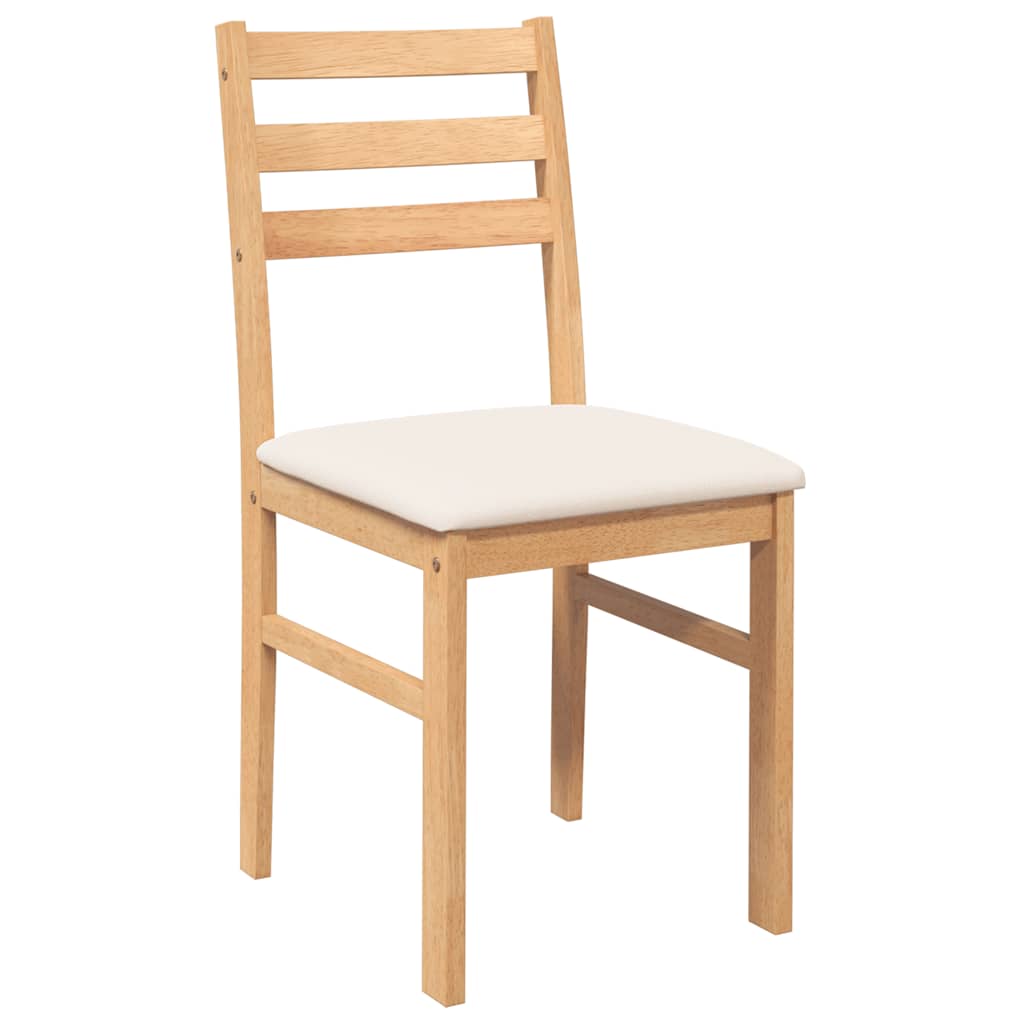 vidaXL Eetkamerstoelen met kussens 2 st massief hout rubber wit - Aashly