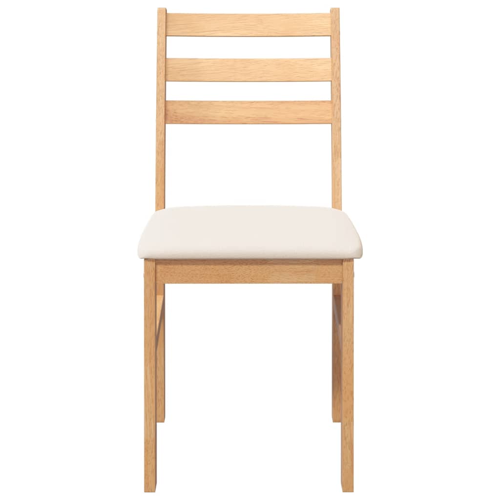 vidaXL Eetkamerstoelen met kussens 2 st massief hout rubber wit - Aashly