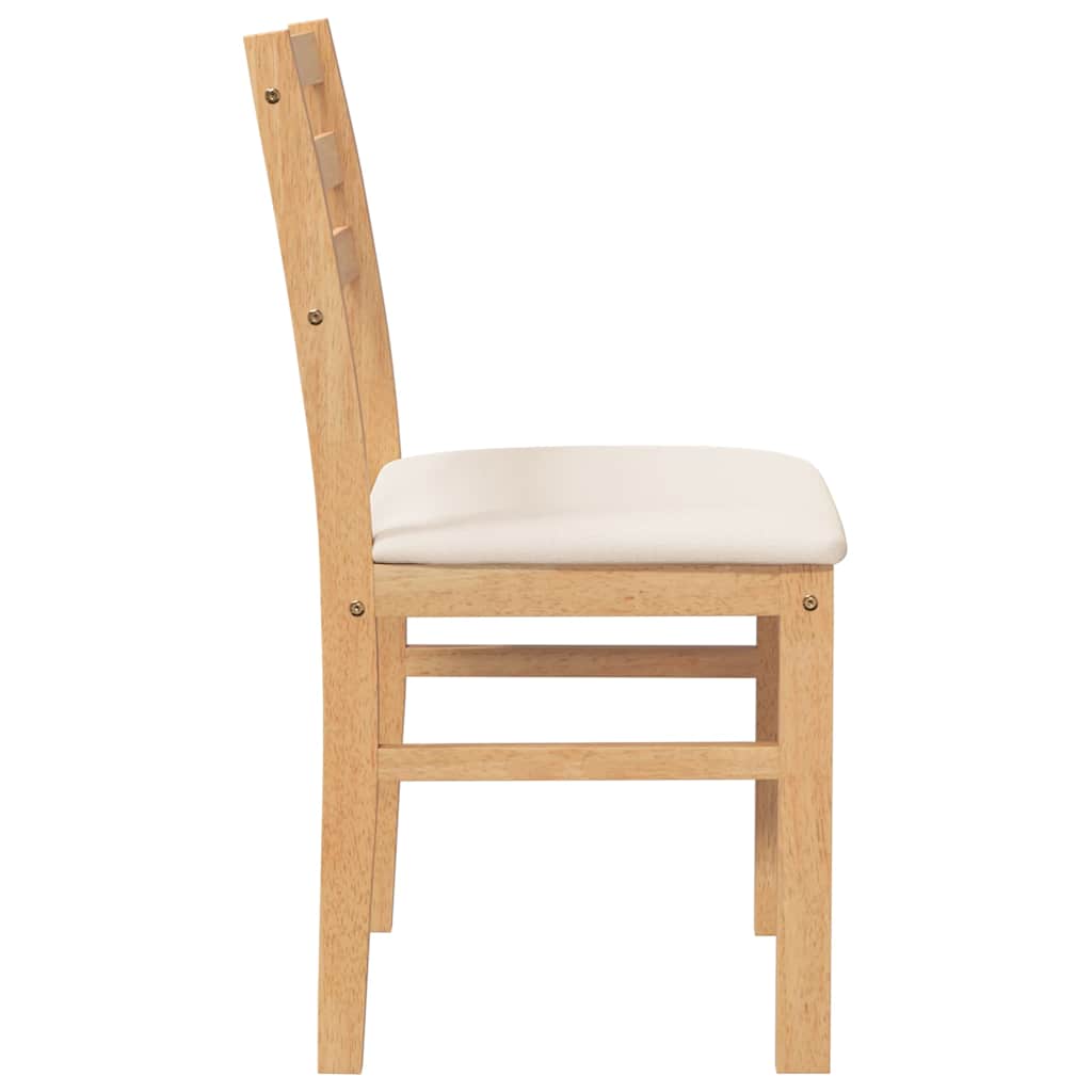 vidaXL Eetkamerstoelen met kussens 2 st massief hout rubber wit - Aashly