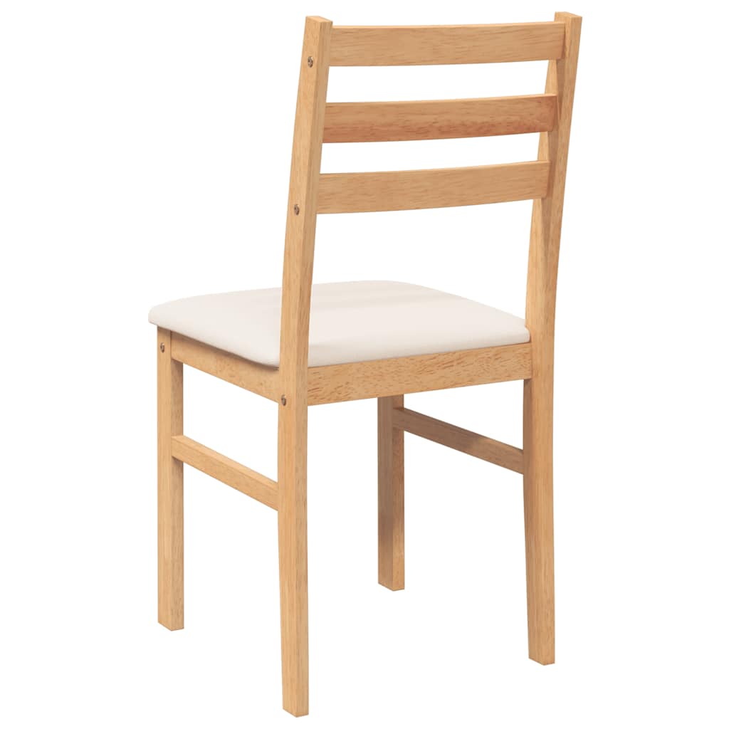 vidaXL Eetkamerstoelen met kussens 2 st massief hout rubber wit - Aashly