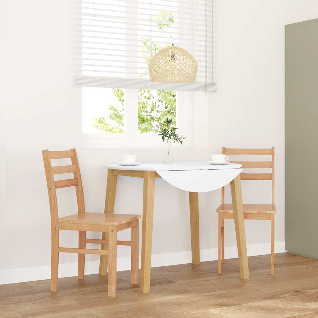 vidaXL Eetkamerstoelen met kussens 2 st massief hout rubber wit - Aashly