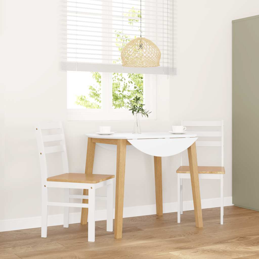 vidaXL Eetkamerstoelen met kussens 2 st massief hout rubber wit - Aashly