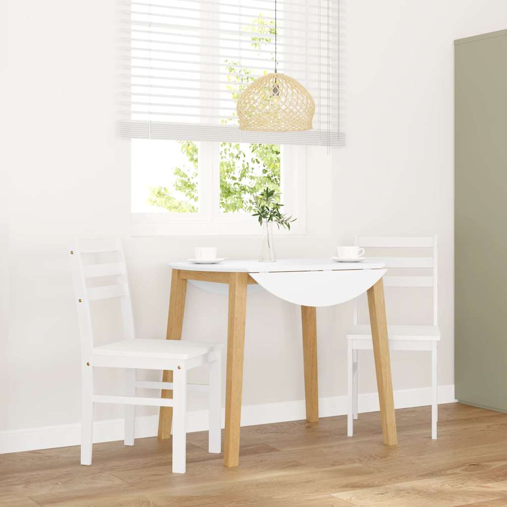 vidaXL Eetkamerstoelen met kussens 2 st massief hout rubber wit - Aashly