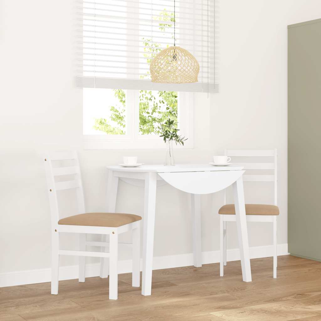 vidaXL Eetkamerstoelen met kussens 2 st massief hout rubber wit - Aashly