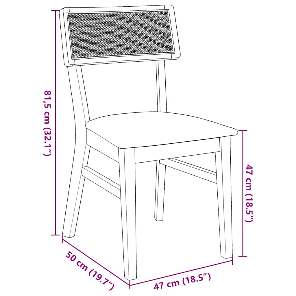 vidaXL Eetkamerstoelen met kussens 2 st massief hout rubber - Aashly