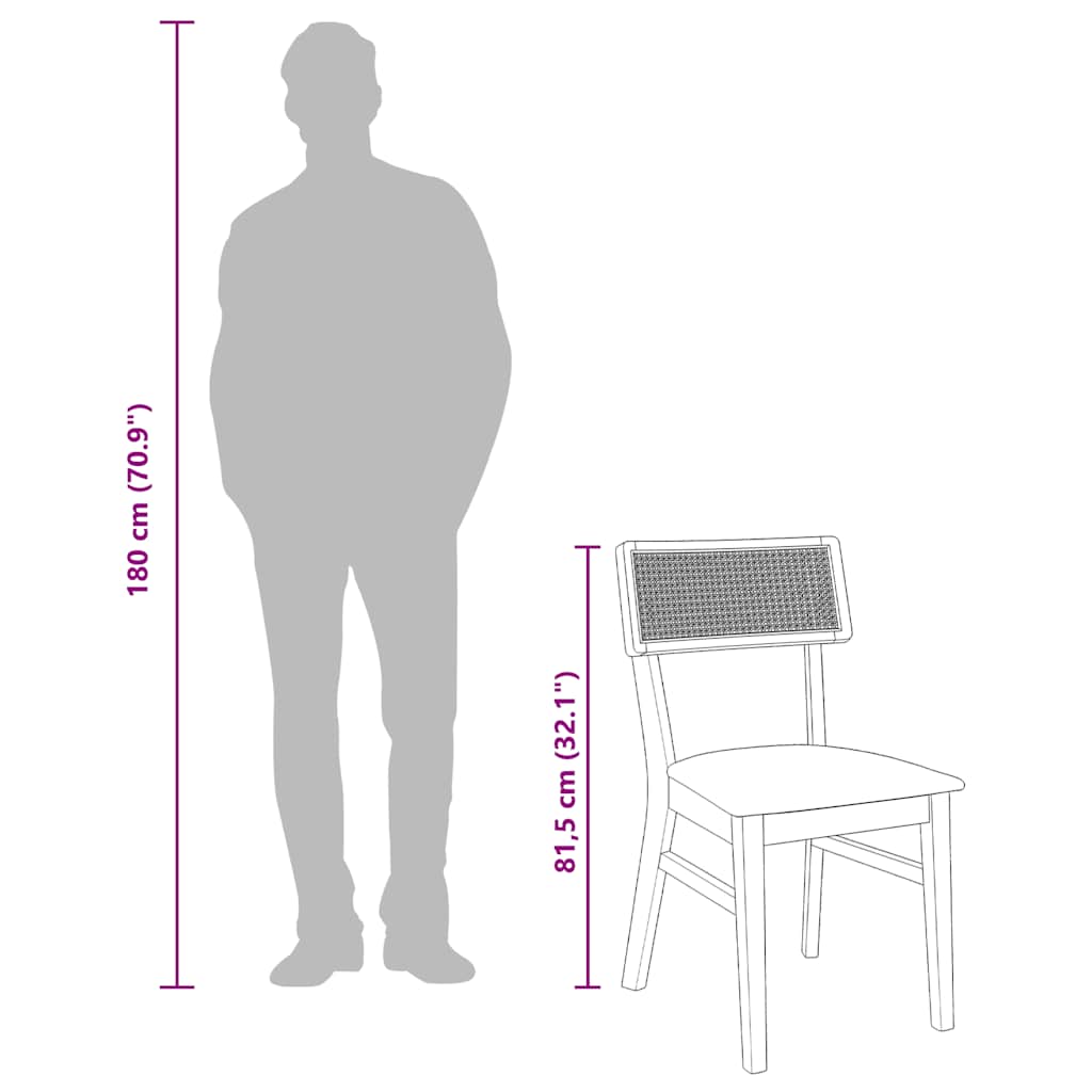 vidaXL Eetkamerstoelen met kussens 2 st massief hout rubber - Aashly