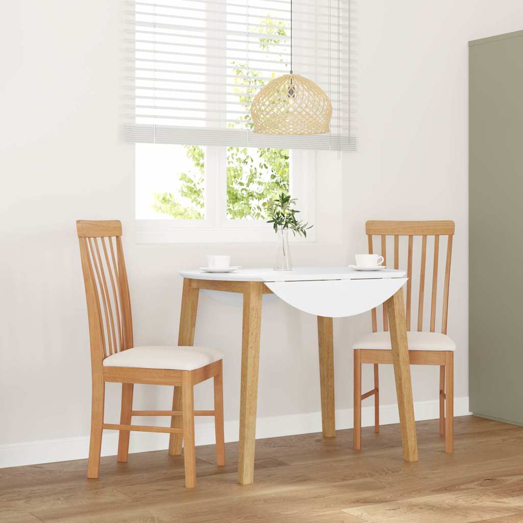 vidaXL Eetkamerstoelen met kussens 2 st massief hout rubber wit - Aashly