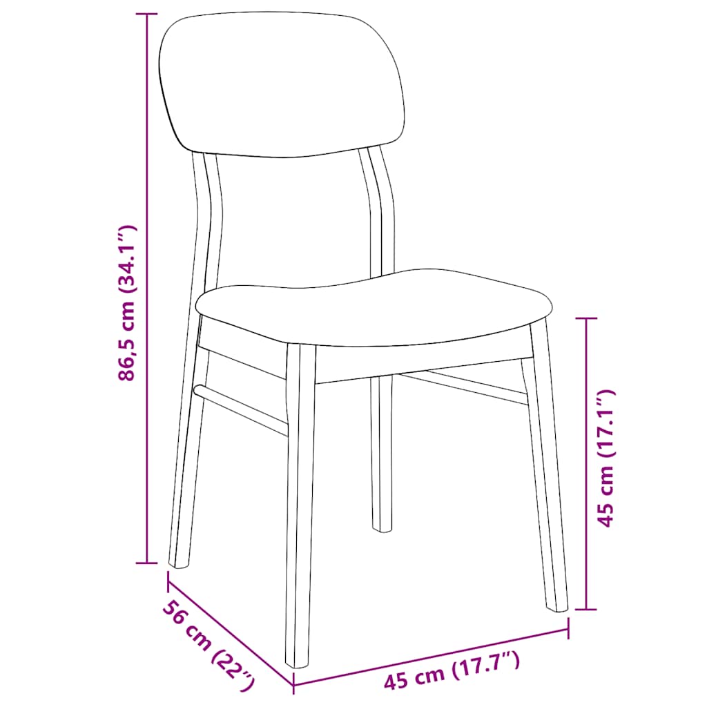 vidaXL Eetkamerstoelen met kussens 2 st massief hout rubber bruin - Aashly