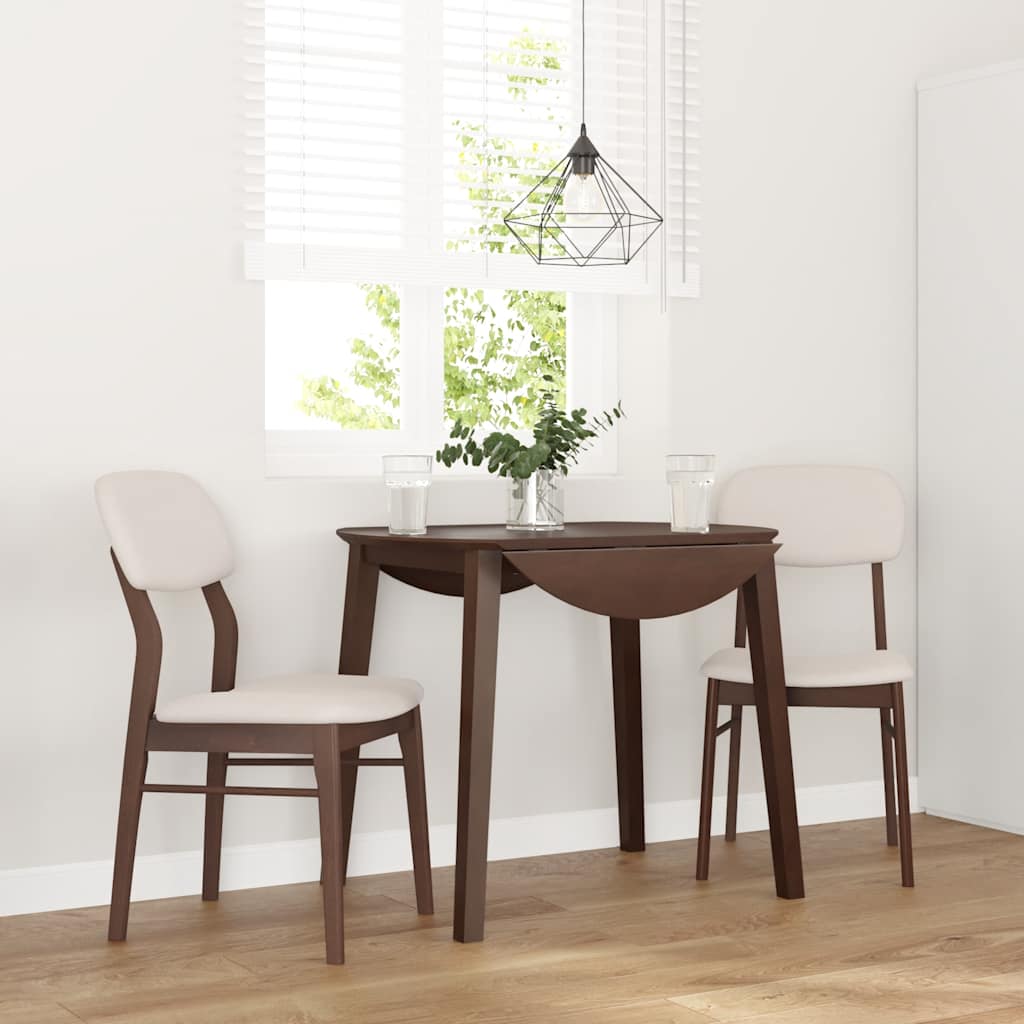 vidaXL Eetkamerstoelen met kussens 2 st massief hout rubber bruin - Aashly
