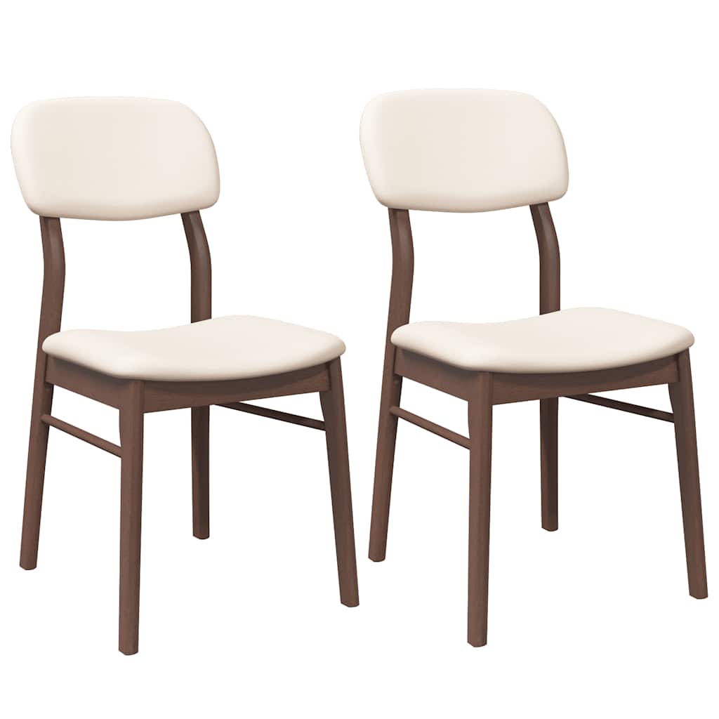 vidaXL Eetkamerstoelen met kussens 2 st massief hout rubber bruin - Aashly