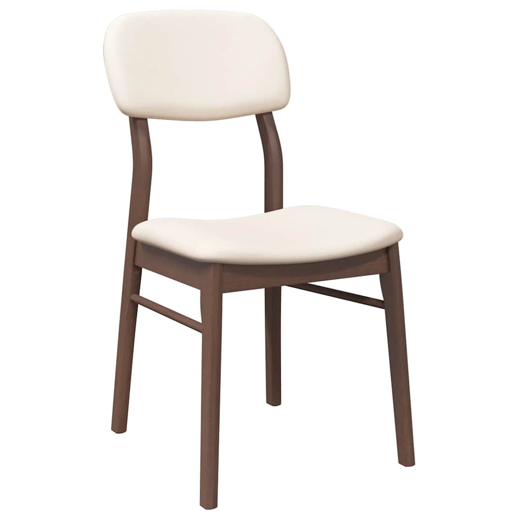 vidaXL Eetkamerstoelen met kussens 2 st massief hout rubber bruin - Aashly