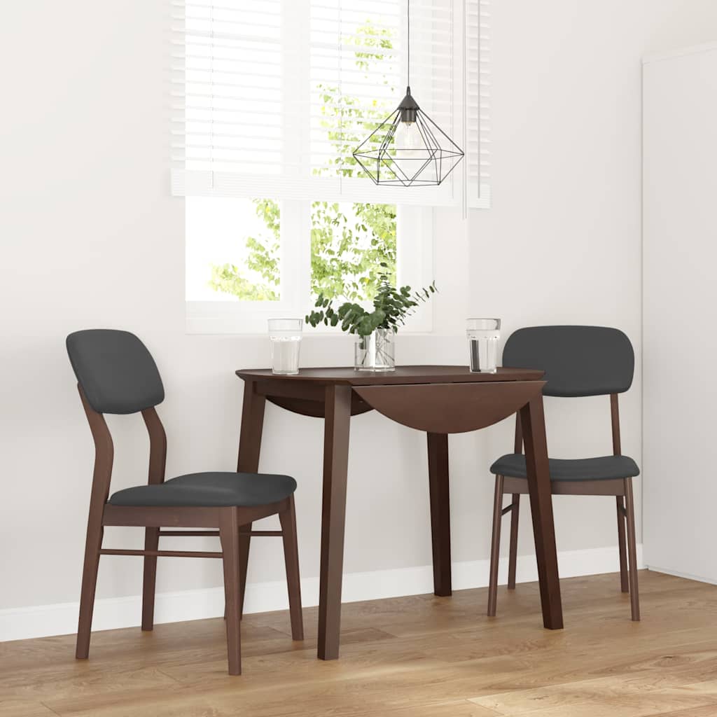 vidaXL Eetkamerstoelen met kussens 2 st massief hout rubber bruin - Aashly