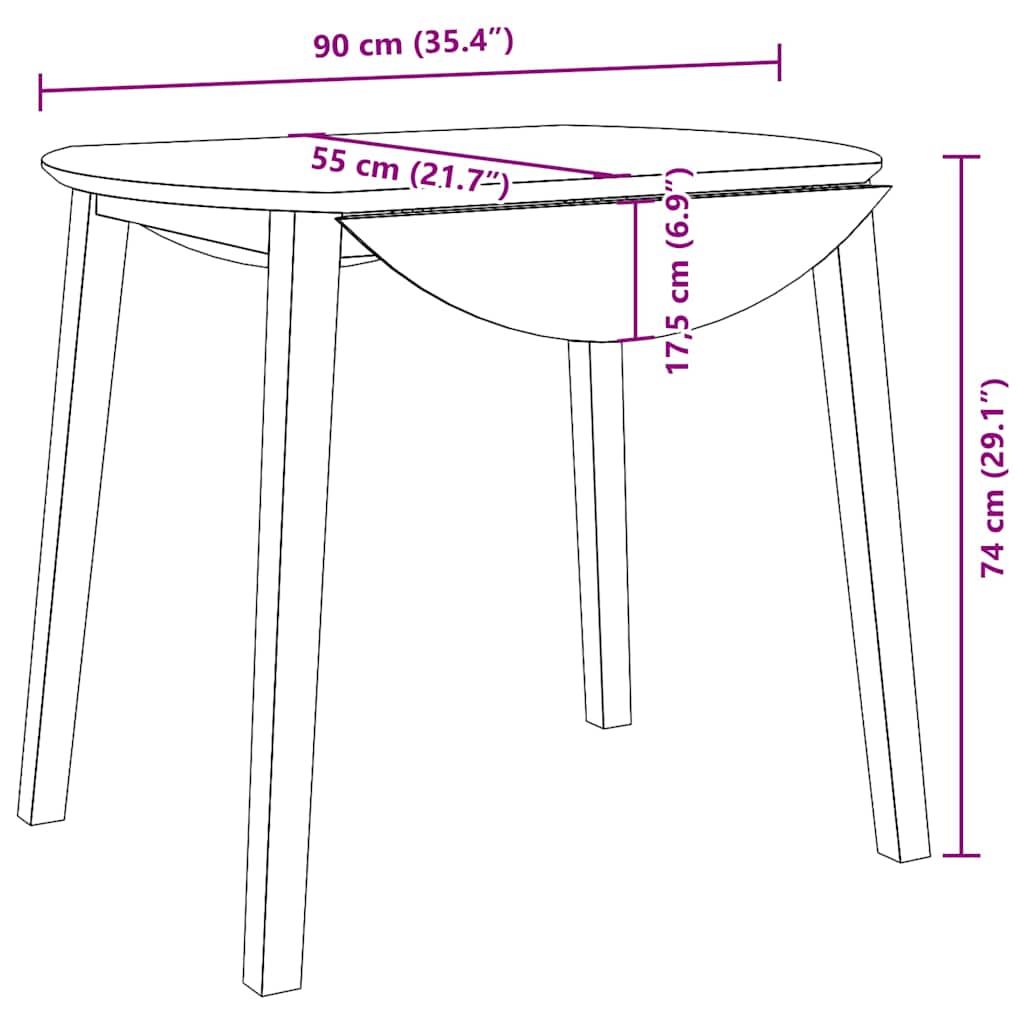 vidaXL Eettafel massief hout naturel rubber - Aashly