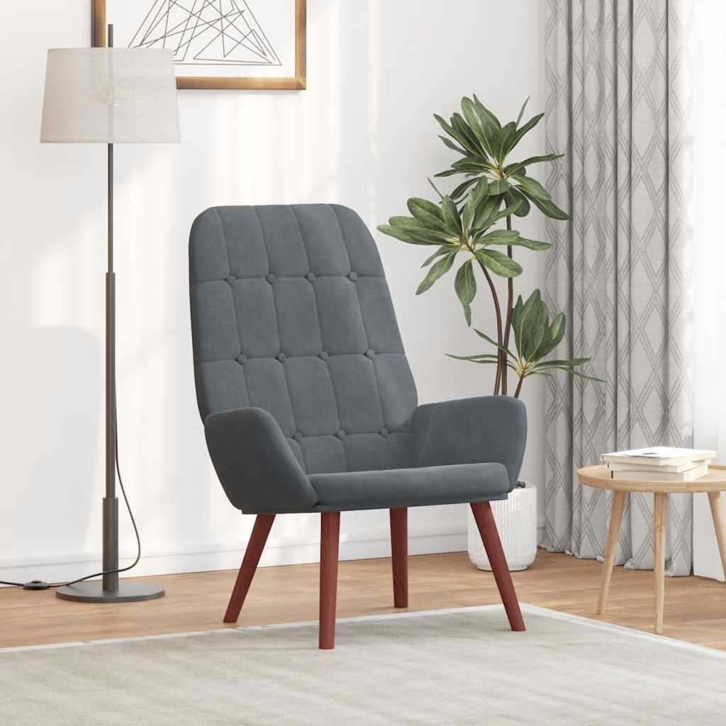 vidaXL Relaxstoel fluweel donkergoen - Aashly