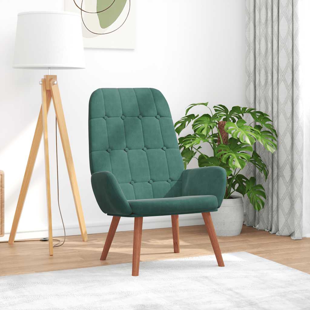 vidaXL Relaxstoel fluweel donkergoen - Aashly