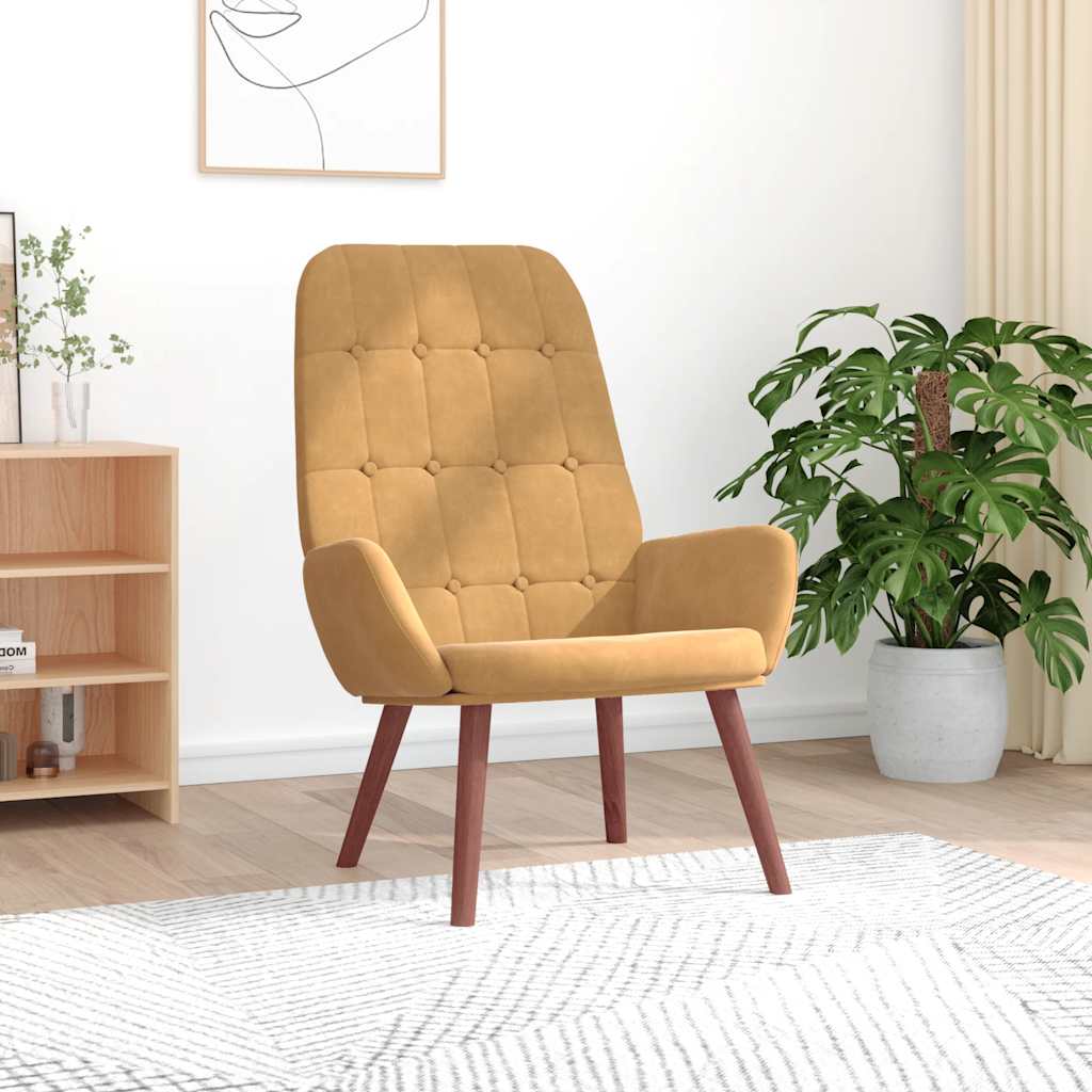 vidaXL Relaxstoel fluweel donkergoen - Aashly