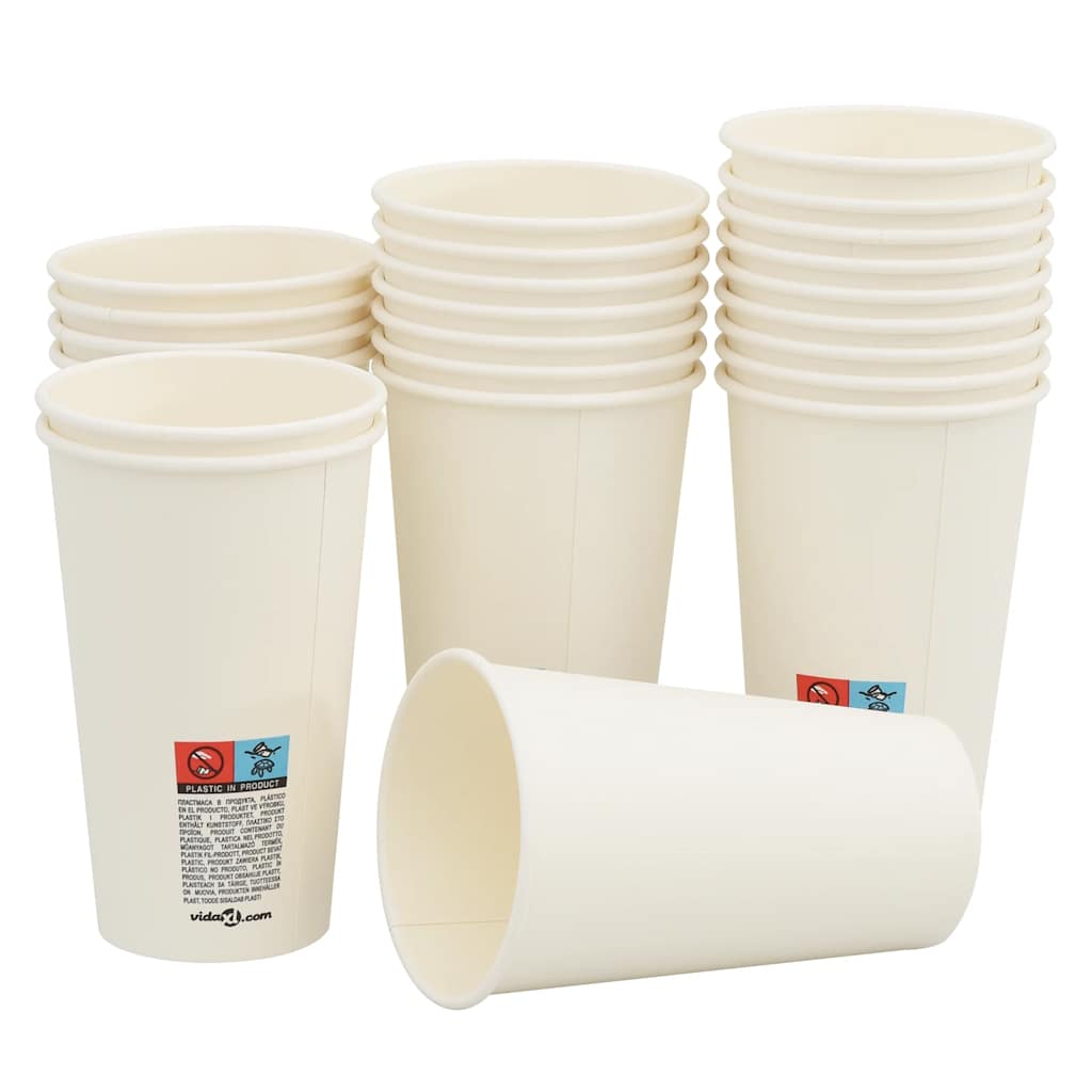 vidaXL Papieren koffiekopjes 1000 st 12oz 300 ml wit - Aashly