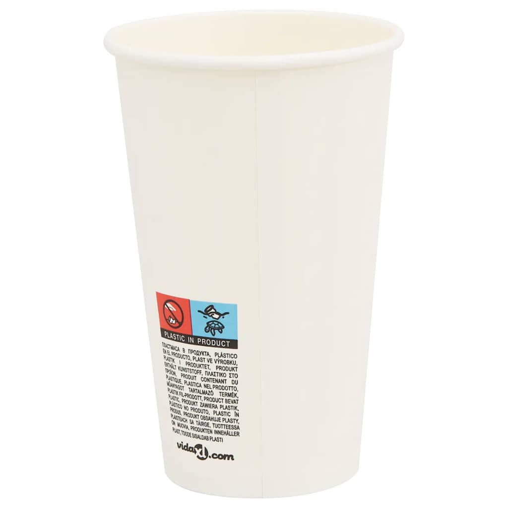 vidaXL Papieren koffiekopjes 1000 st 12oz 300 ml wit - Aashly