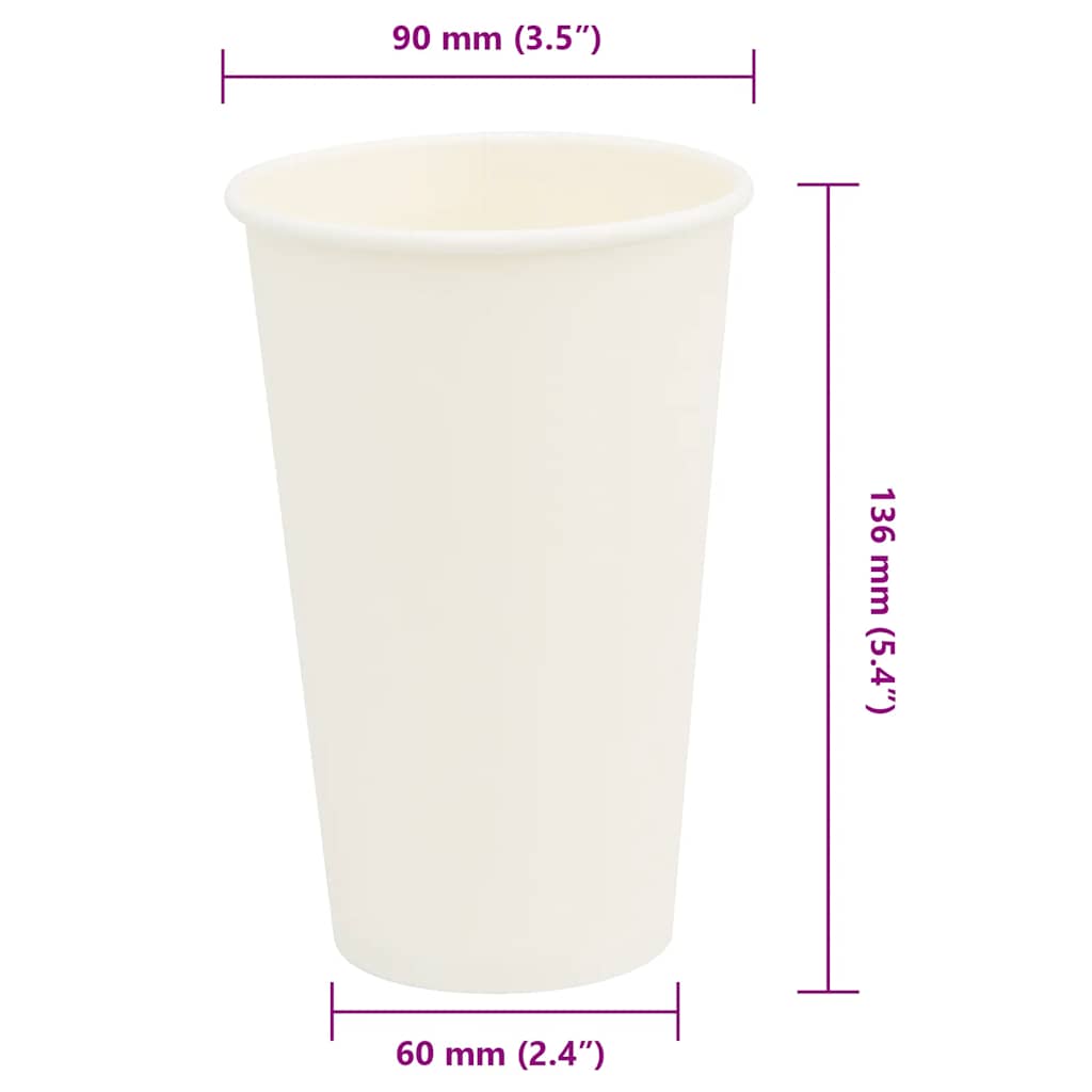 vidaXL Papieren koffiekopjes 1000 st 12oz 300 ml wit - Aashly