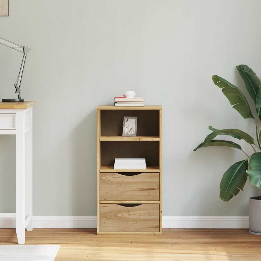 vidaXL Bijzetkast met lades ODDA 40x24x79 cm massief grenenhout - Aashly