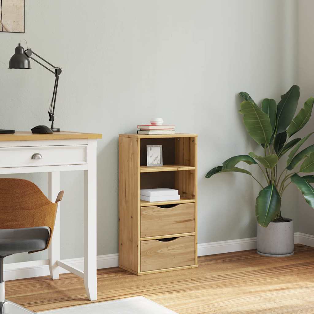vidaXL Bijzetkast met lades ODDA 40x24x79 cm massief grenenhout - Aashly