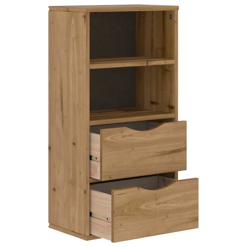 vidaXL Bijzetkast met lades ODDA 40x24x79 cm massief grenenhout - Aashly